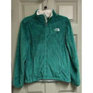 THE NORTH FACE Osito Full Zip Fleece Jacket Women Size Medium Teal Green Pockets